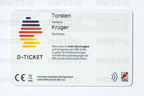 Deutschland-Ticket D-Ticket or 49 euro ticket for local transport on a chip card