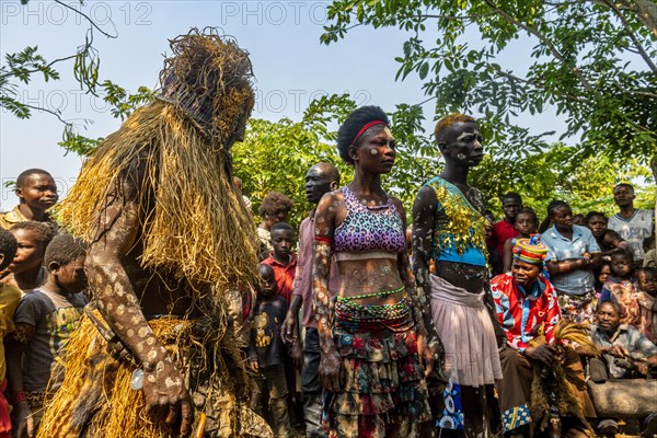 Yaka tribe practising a ritual dance