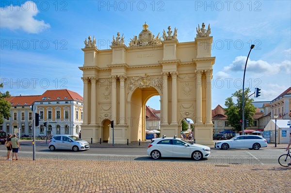 Traffic situation on Luisenplatz at the Brandenburg Gate in Potsdam