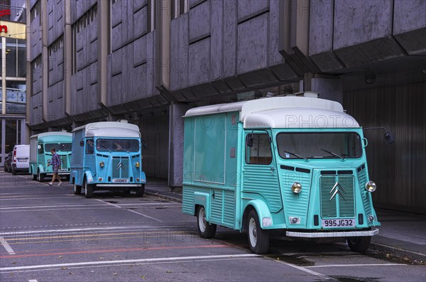 Parked Citroen type H vans on Spannmalsgatan in Gothenburg