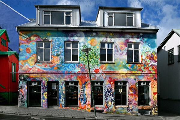 Colourful house with Braud & Co bakery in Reykjavik