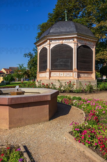 Pavilion and fountain in the centre of the spa gardens of Bad Frankenhausen