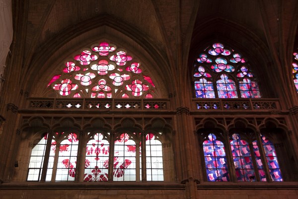 Nevers. Cathedral Saint-Cyr-Sainte-Julitte. The largest collection of contemporary stained glass windows in Europe by the artists Raoul Ubac