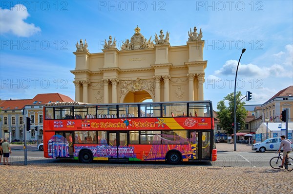 Traffic situation on Luisenplatz at the Brandenburg Gate in Potsdam