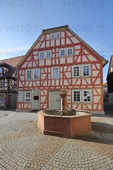 Mother-in-law fountain and half-timbered house