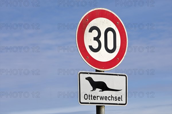 Speed limit 30 traffic sign and otter change