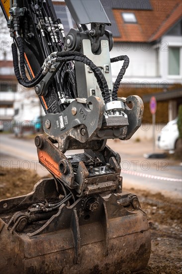 Excavator grab on construction site