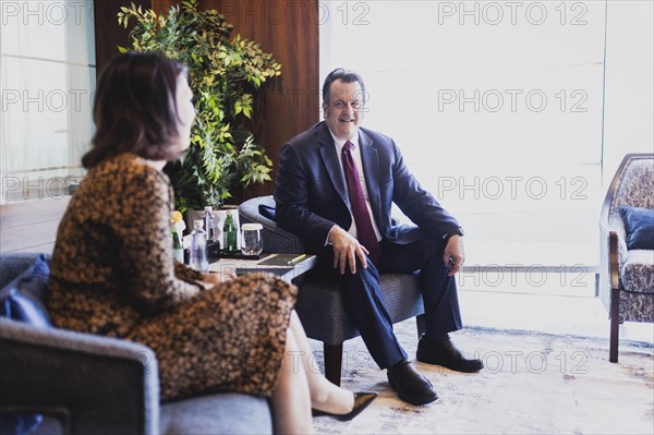 (L-R) Annalena Baerbock (Buendnis 90 Die Gruenen), Federal Minister for Foreign Affairs, and William David Gressly, United Nations Humanitarian Coordinator for Yemen, pictured during a joint meeting in Jeddah, 16 May 2023. Baerbock is travelling to Saudi Arabia and Qatar on her three-day trip., Jeddah, Saudi Arabia, Asia