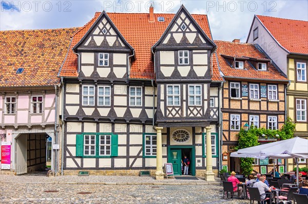 Klopstock Museum and typical half-timbered houses on the Schlossberg in Quedlinburg