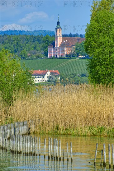 View from Lake Constance to the pilgrimage church Birnau