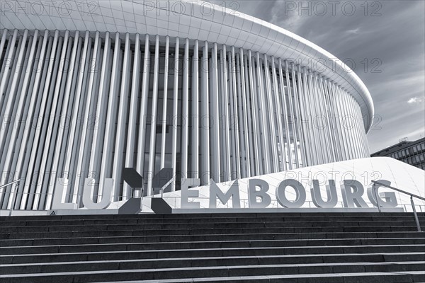 Philharmonie Luxembourg with lettering