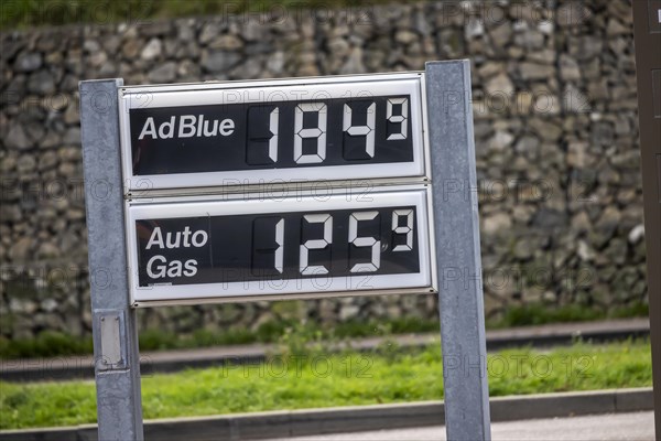 Price board at a petrol station