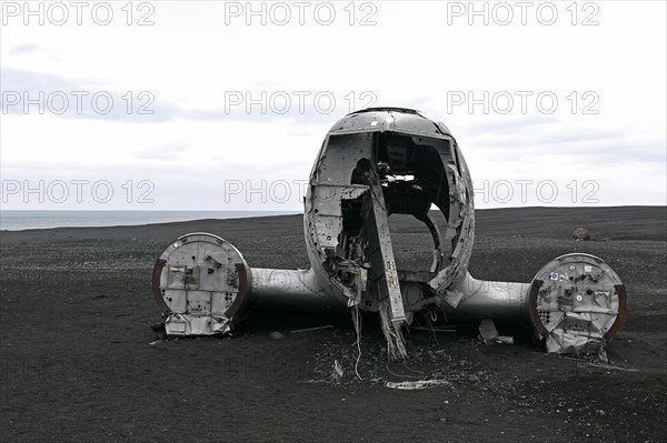 Plane wreckage on the lava beach of Solheimasandur on the south coast of Iceland