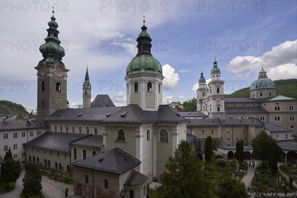 View of Salzburg Cathedral and St. Peter's Abbey