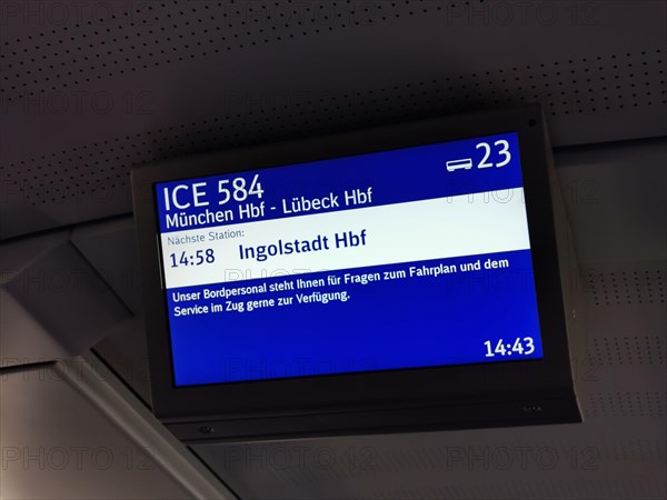 Screen in a Deutsche Bahn IC train