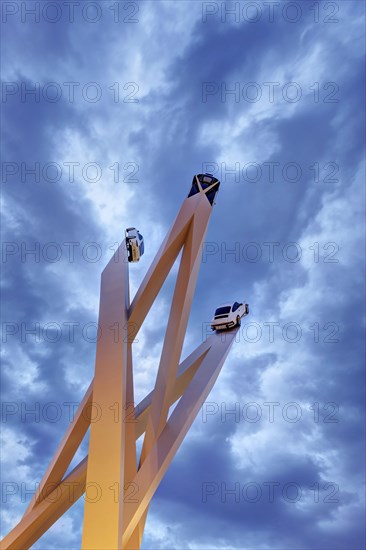 Porscheplatz with sculpture Inspiration 911 by artist Gerry Judah