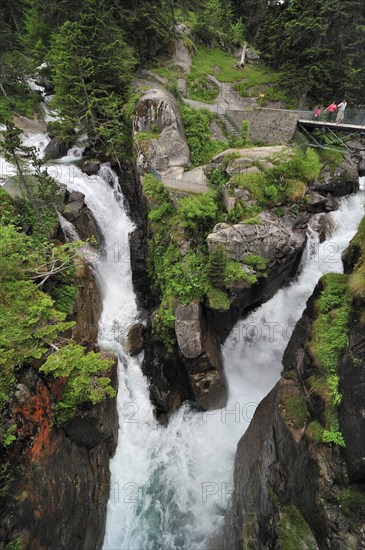 Waterfall and confluence of the Gave de Marcadau and the Gaube at the Pont d'Espagne