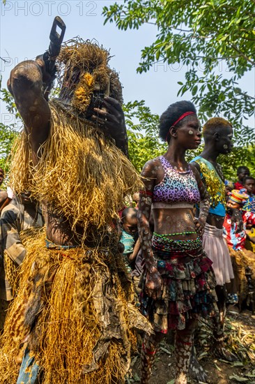 Yaka tribe practising a ritual dance