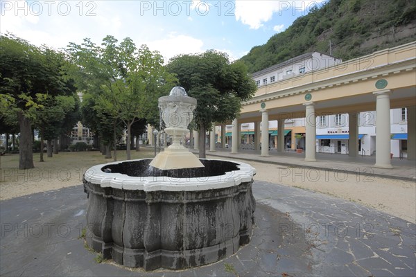 Ornamental fountain at the colonnade at the spa hotel