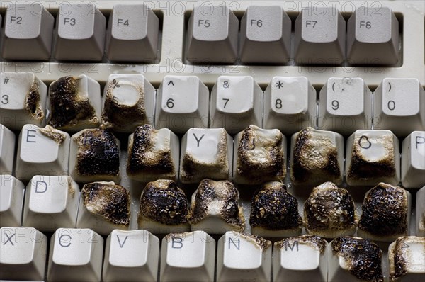 Close up of burnt keyboard