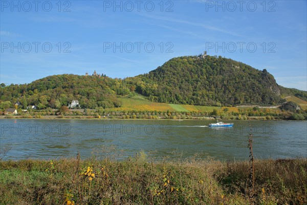 Rhine Valley with Drachenburg Castle and Drachenfels Castle Castle