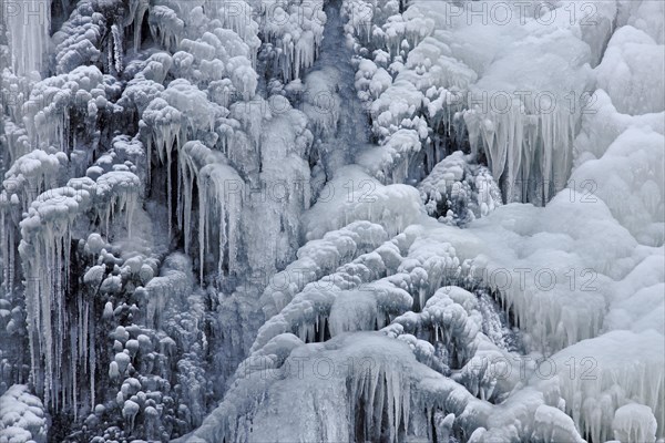 Frozen Radau waterfall in winter near Bad Harzburg