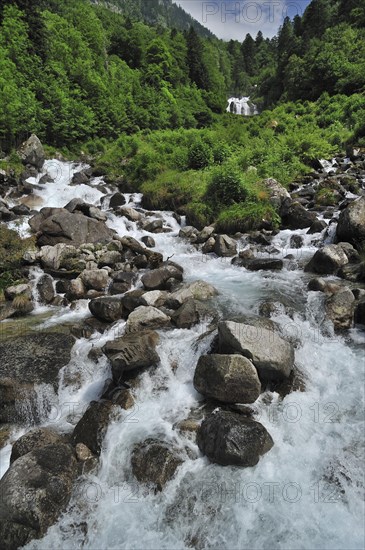 Waterfall cascade du Lutour in the Hautes-Pyrenees near Cauterets