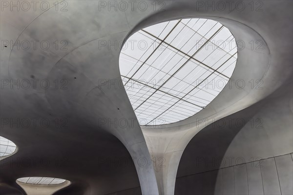 Concrete chalice pillar in the underground platform hall