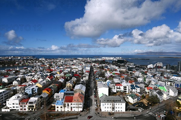 View of the colourful rooftops of Reykjavik