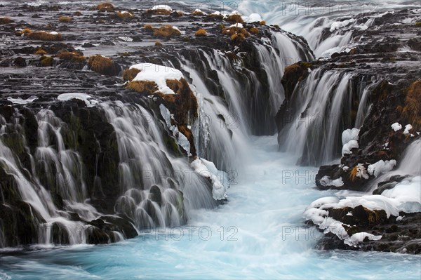 Bruarfoss waterfall in winter