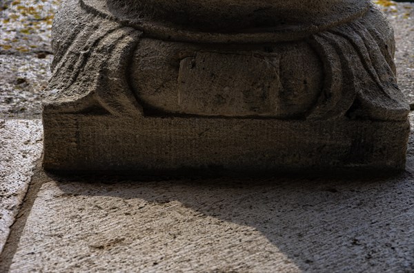 Romanesque column feet in the monastery ruins of St. Wigbert near Bad Frankenhausen in Kyffhaeuserland