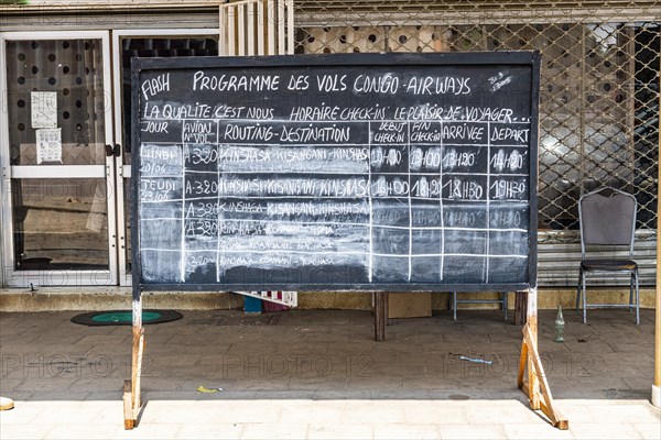 Hand written flight schedule. Kisangani