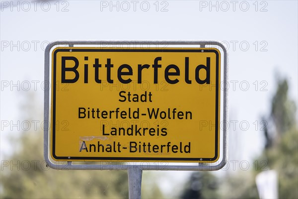 Place-name sign of Bitterfeld