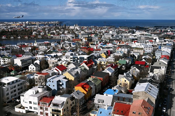 View of the colourful rooftops of Reykjavik