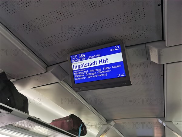 Screen in a Deutsche Bahn IC train