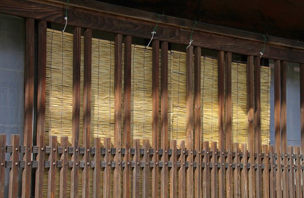 Lattice window of wooden house at Narai-juku traditional small town in Nagano Japan