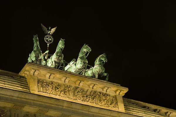 Brandenburg Gate Quadriga at night Berlin Germany