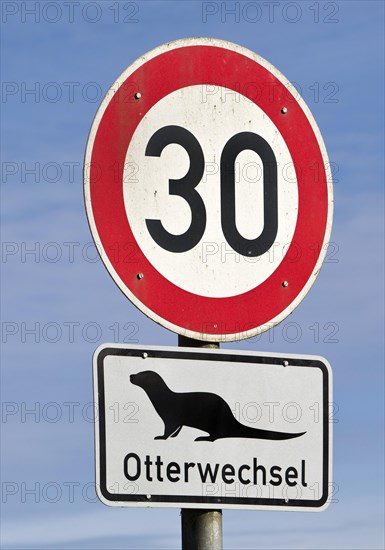 Speed limit 30 traffic sign and otter change