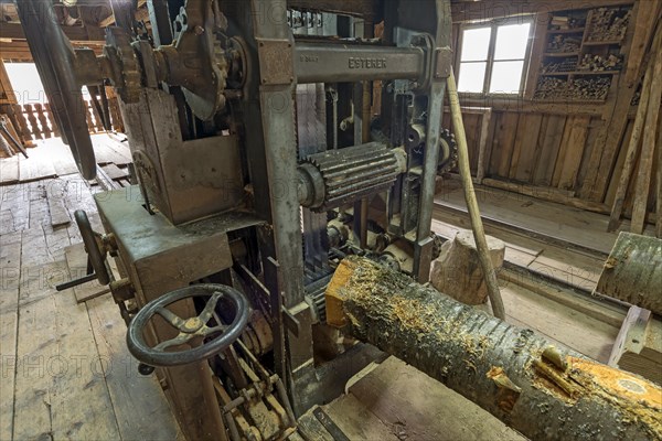 Gang saw in a historic sawmill built in 1870