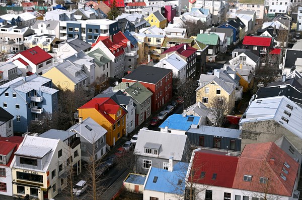 View of the colourful rooftops of Reykjavik