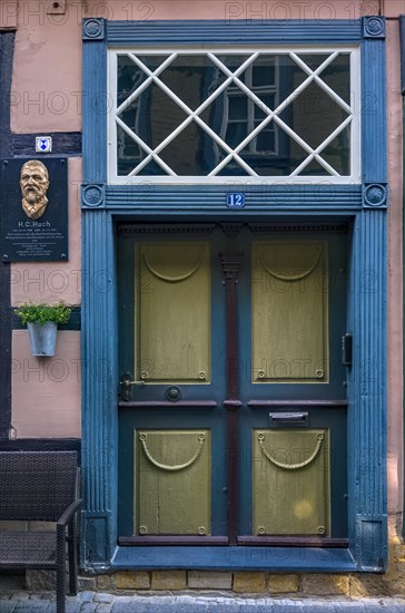 Historic front door with memorial plaque for Heinrich Conrad Huch