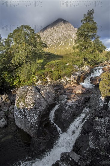 The Scottish mountain Buachaille Etive Mor in Glen Etive in the Highlands of Scotland