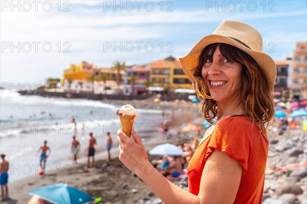 Tourist woman smiling