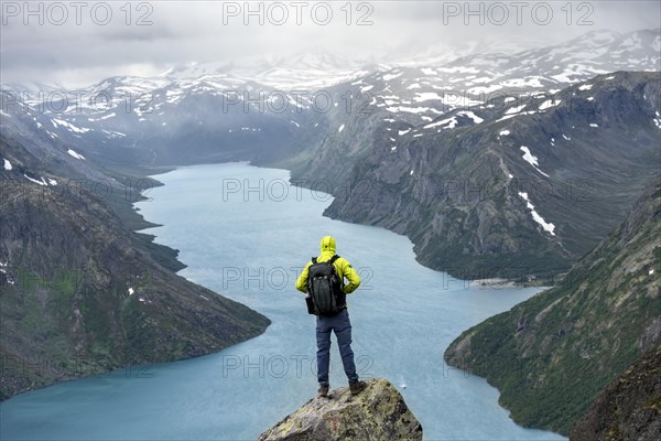 Climber standing on rocks