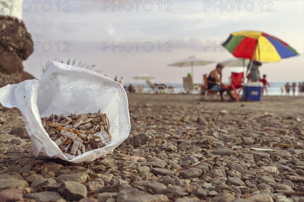 Focus on cigarettes in foreground