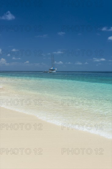 Beautiful white sand beach on Monuriki or Cast away island
