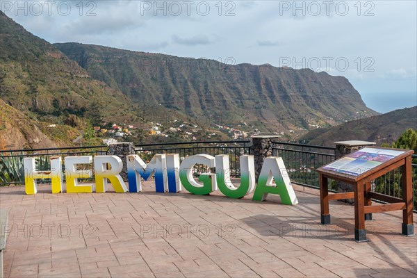 Letters on the viewpoint in the village of Hermigua in the north of La Gomera