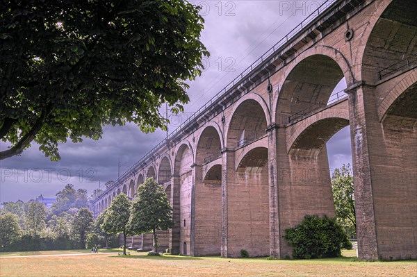 The Enzviaduct railway viaduct over the river Enz in the town of Bietigheim-Bissingen