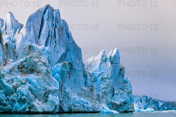 High ice seracs at an glacier at Spitsbergen in the arctic