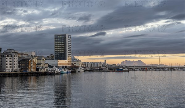 Bodo harbour with town and boats